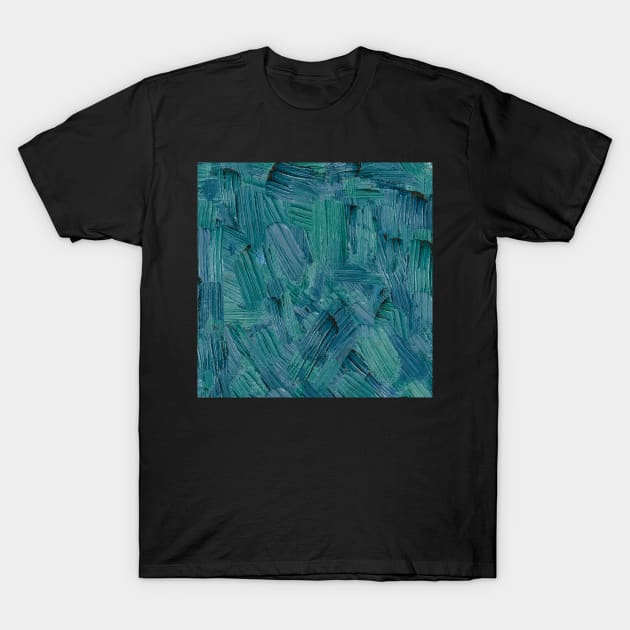 Green and Blue Brush Strokes T-Shirt by jois designs